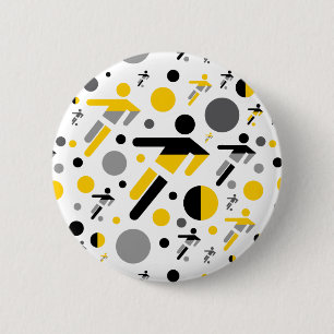 Niedliches Schwarz-Gelb-Silhouette-Muster Button