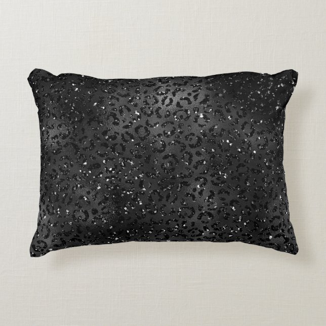 Niedliches Schwarz Gepard Leopard Skin Print Muste Dekokissen (Vorderseite)