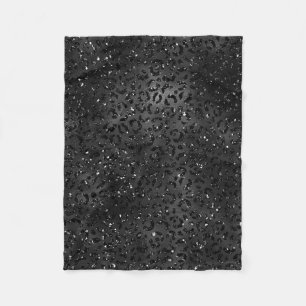 Niedliches Schwarz Gepard Leopard Skin Print Muste Fleecedecke