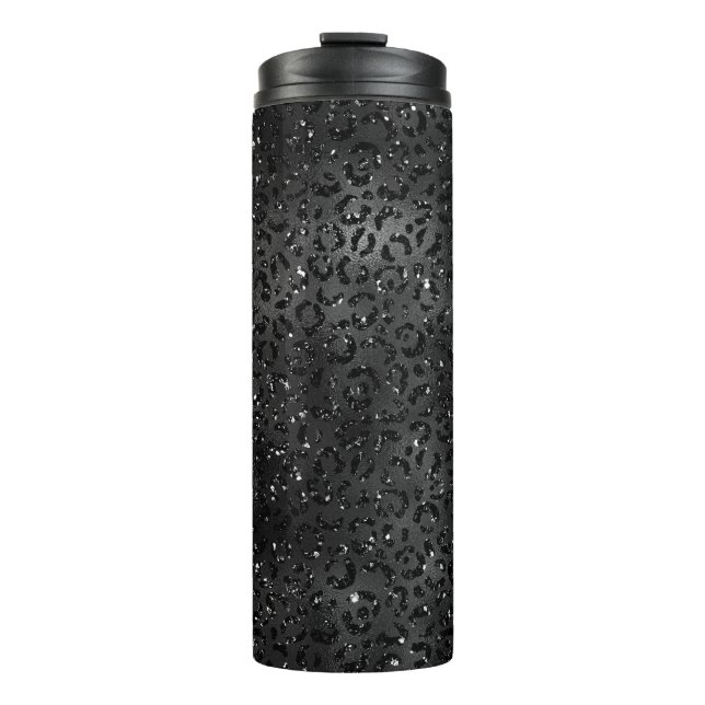 Niedliches Schwarz Gepard Leopard Skin Print Muste Thermosbecher (Vorderseite)
