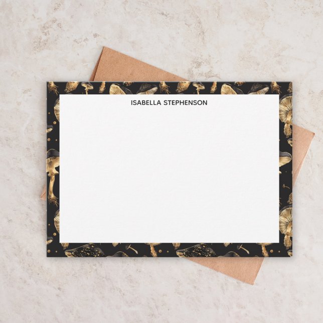 Niedliches Schwarz-Gold-Muster Personalisiert Mitteilungskarte (Von Creator hochgeladen)