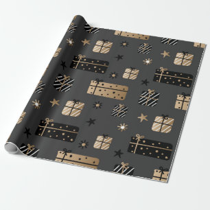 Niedliches Schwarz/Gold/Weiß-Muster Geschenkpapier