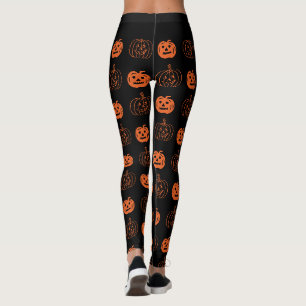 Niedliches Schwarz-Orange-Kürbislaterne-Muster Ha Leggings