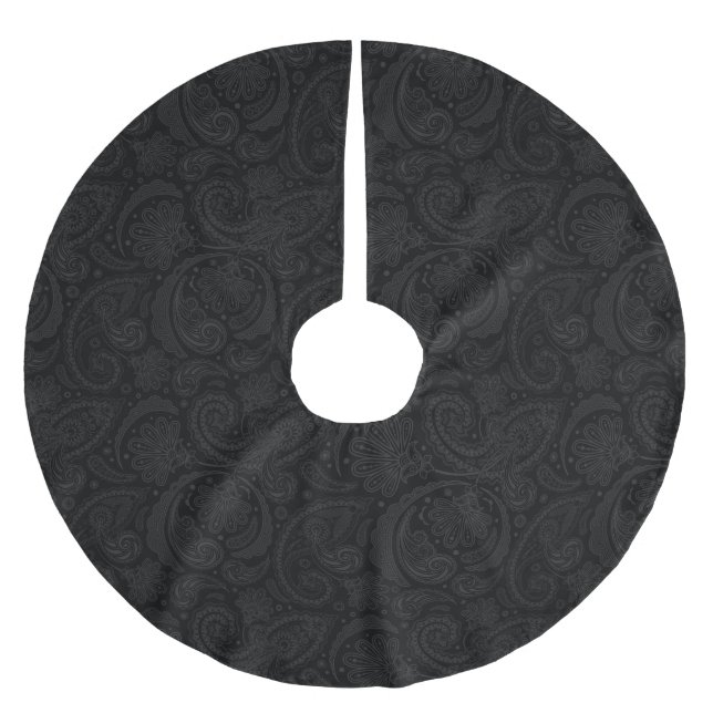 Niedliches Schwarz-Paisley-Muster Leggings Sitzpol Polyester Weihnachtsbaumdecke (Vorderseite)