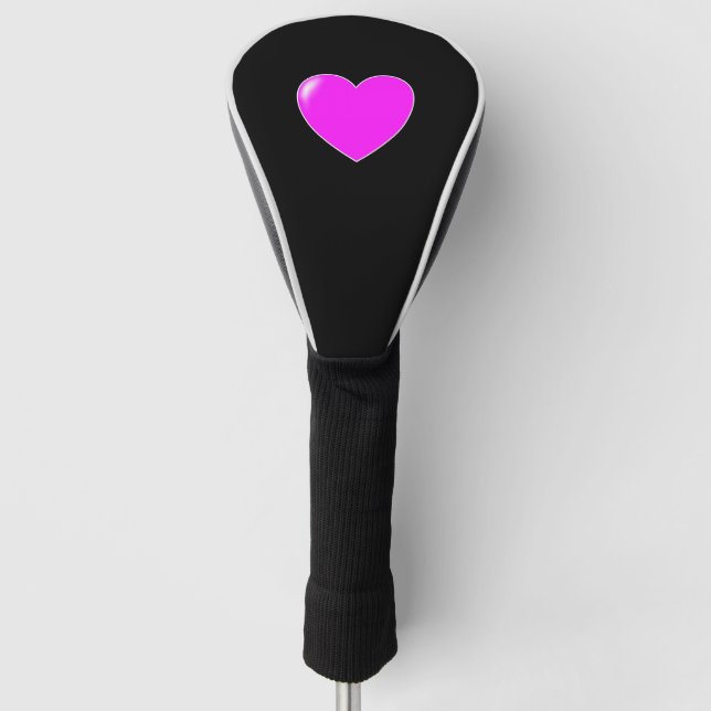 Niedliches Schwarz-Rosa-Herz Golf Headcover (Vorderseite)