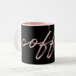 Niedliches Schwarz/Rosa "Kaffee" Minimalistisches Zweifarbige Tasse
