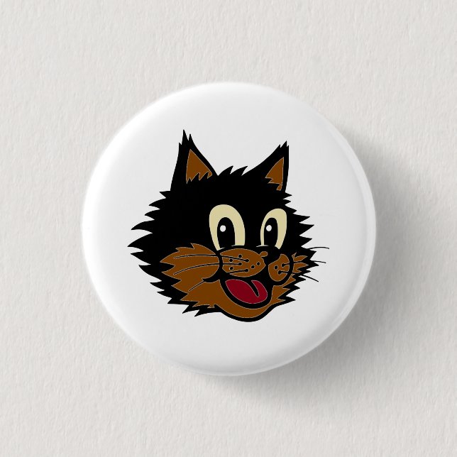 NIEDLICHES SCHWARZ- UND BROWN-KATZE BUTTON (Vorderseite)