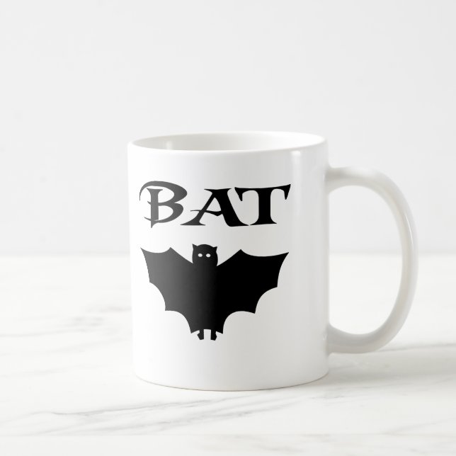 Niedliches Schwarz-Weiß-Bat Halloween Kaffeetasse (Rechts)