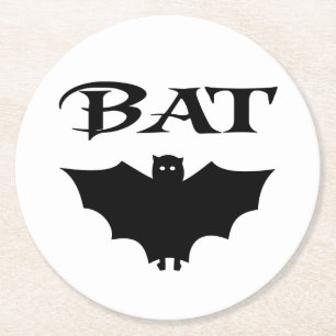 Niedliches Schwarz-Weiß-Bat Halloween Runder Pappuntersetzer