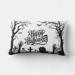 Niedliches Schwarz-Weiß-Halloween Lendenkissen