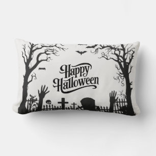 Niedliches Schwarz-Weiß-Halloween Lendenkissen