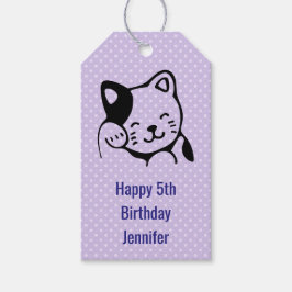 Niedliches Schwarz-Weiß-Katzenwellen Hallo Geschenkanhänger