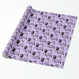 Niedliches Schwarz-Weiß-Katzenwellen Hallo Geschenkpapier
