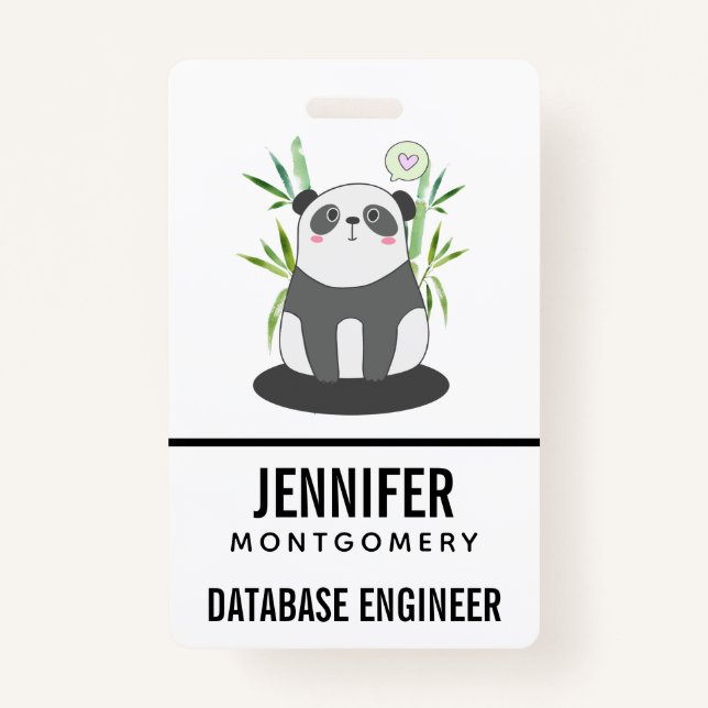 Niedliches Schwarz-Weiß-Panda in Bamboo Ausweis (Rückseite)
