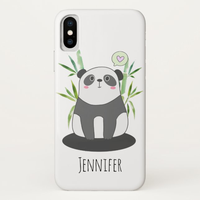 Niedliches Schwarz-Weiß-Panda in Bamboo Case-Mate iPhone Hülle (Rückseite)