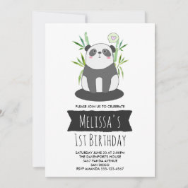 Niedliches Schwarz-Weiß-Panda in Bamboo Geburtstag Einladung