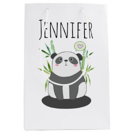 Niedliches Schwarz-Weiß-Panda in Bamboo Mittlere Geschenktüte