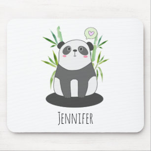 Niedliches Schwarz-Weiß-Panda in Bamboo Mousepad