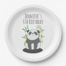 Niedliches Schwarz-Weiß-Panda in Bamboo Pappteller