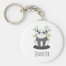 Niedliches Schwarz-Weiß-Panda in Bamboo Schlüsselanhänger
