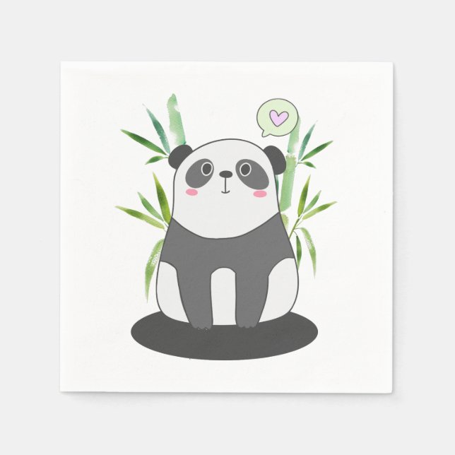 Niedliches Schwarz-Weiß-Panda in Bamboo Serviette (Vorderseite)