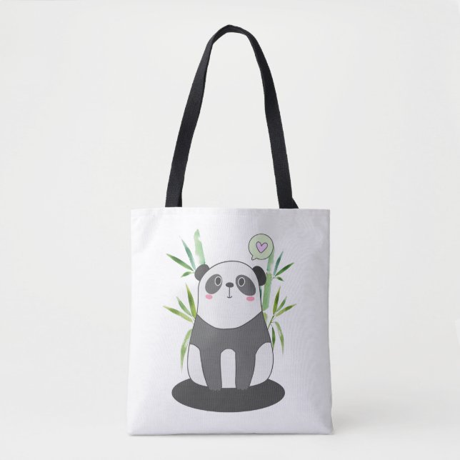 Niedliches Schwarz-Weiß-Panda in Bamboo Tasche (Vorderseite)