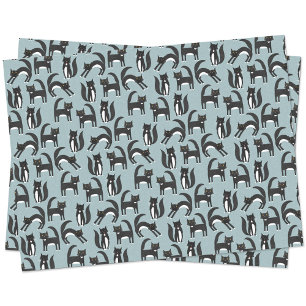 Niedliches Schwarz-Weiß-Tuxedo-Katzenmuster Seidenpapier