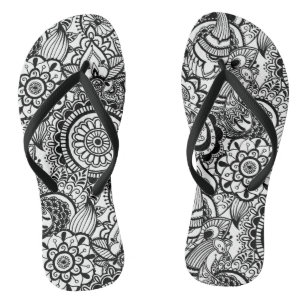 Niedliches Schwarz-weißes Blumenkohl Flip Flops