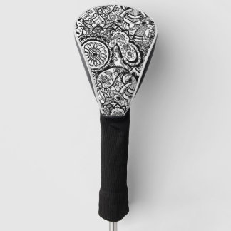 Niedliches Schwarz-weißes Blumenkohl Golf Headcover