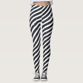 Niedliches Schwarz-weißes Candy Strip Glitzer Must Leggings