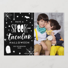 Niedliches Schwarz-weißes Halloween-Foto Einladung