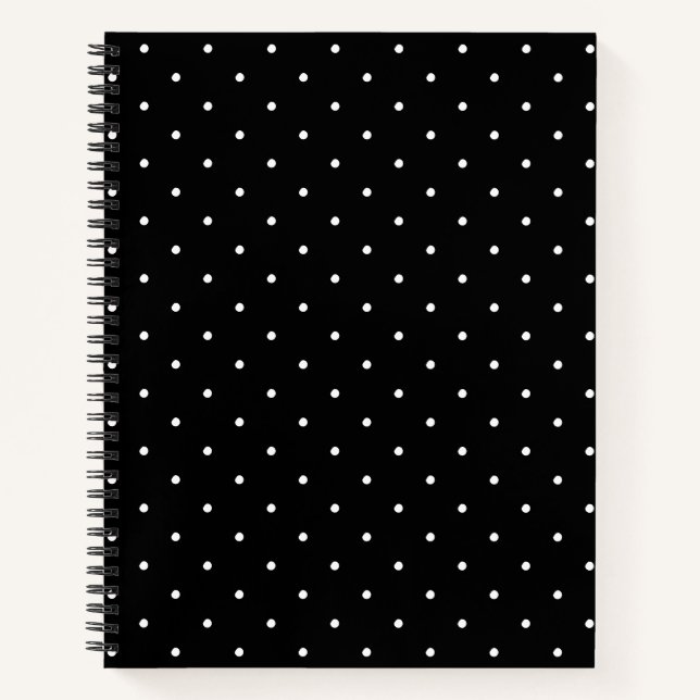 Niedliches Schwarz-weißes Polka Dot-Muster elegant Notizbuch (Vorderseite)