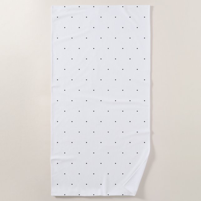 Niedliches Schwarz-weißes Polka-Muster Strandtuch (Vorderseite)