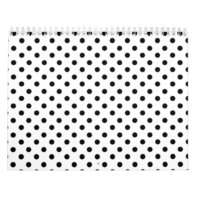 Niedliches Schwarz-weißes Polka-Punkt-Muster Kalender (Titelbild)