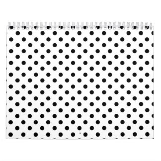 Niedliches Schwarz-weißes Polka-Punkt-Muster Kalender