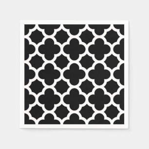 Niedliches Schwarz-weißes Retro-Chic Trellis-Muste Serviette