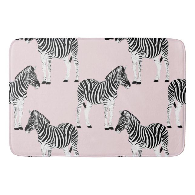 Niedliches Schwarz-weißes Zebra-Pink-Design Badematte (Vorderseite)