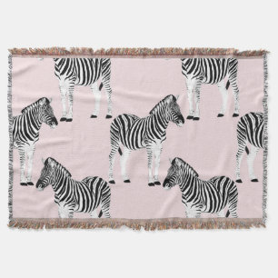 Niedliches Schwarz-weißes Zebra-Pink-Design Decke
