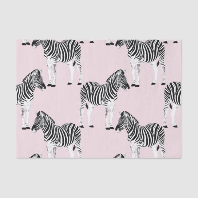 Niedliches Schwarz-weißes Zebra-Pink-Design Seidenpapier (Vorderseite)