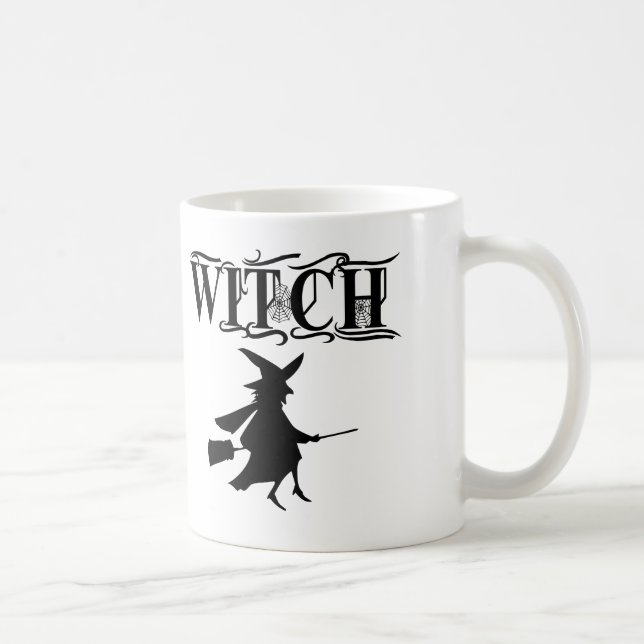 Niedliches Schwarz-Wicked-Flying-Hexe-Halloween Kaffeetasse (Rechts)