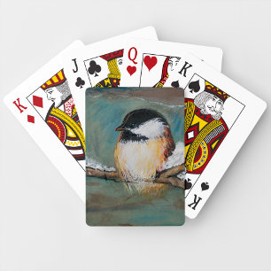 Niedliches Schwarz-Zacken-Chickadee-Bird Wintergem Spielkarten
