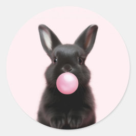 Niedliches Schwarzblasen-Pink-Blasen-Kaugummi Runder Aufkleber