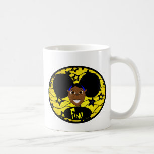 Niedliches schwarzes Cartoon-Mädchen Fino Kaffeetasse