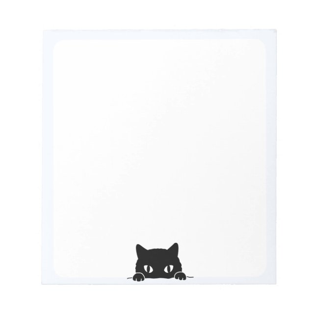 Niedliches schwarzes Cat Peeking Notepad Notizblock (Vorderseite)