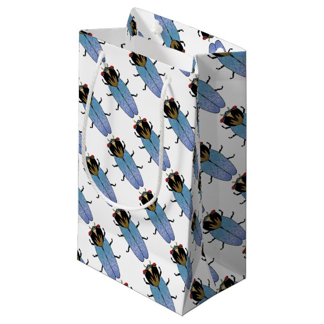 Niedliches Schwarzes Cicada Kleine Geschenktüte (Vorderseite Schrägansicht)