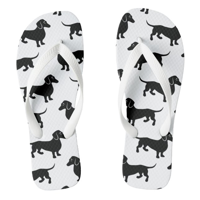 Niedliches Schwarzes Dackel Muster Flip Flops (Fußbett)