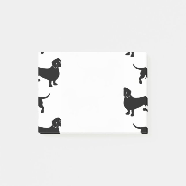 Niedliches schwarzes Dackel-Muster Post-it Klebezettel (Vorderseite)