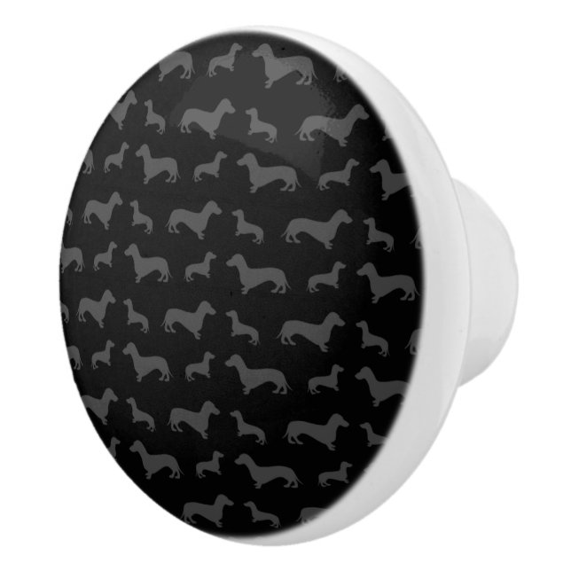 Niedliches schwarzes Dackelmuster Keramikknauf (Rechts)
