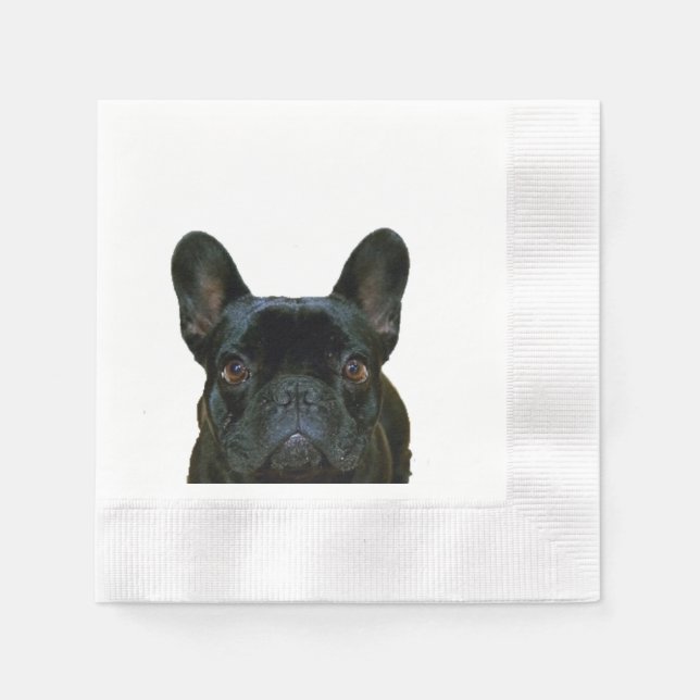 Niedliches Schwarzes Französisches Bulldogge Frenc Serviette (Vorderseite)