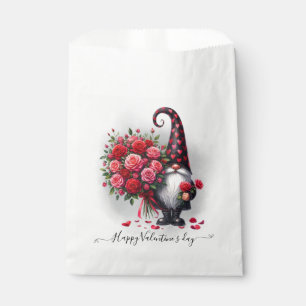 Niedliches Schwarzes Genom mit Rote Rosen Valentin Geschenktütchen